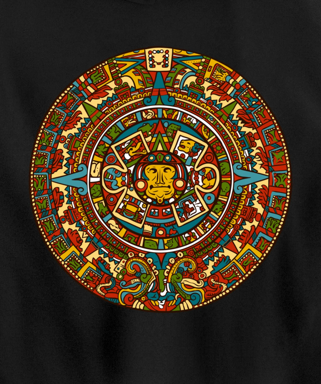 Aztec Mandala for Sun God Calendar Souvenir Mexico Aztec Pullover Hoodie