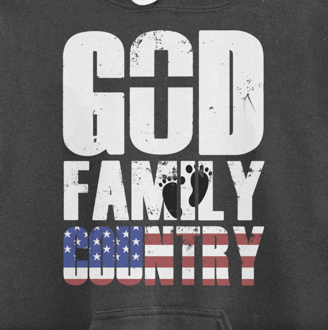 GOD FAMILY COUNTRY Christian Cross American Flag Baby Feet Pullover Hoodie
