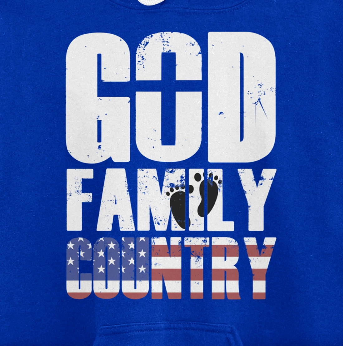 GOD FAMILY COUNTRY Christian Cross American Flag Baby Feet Pullover Hoodie
