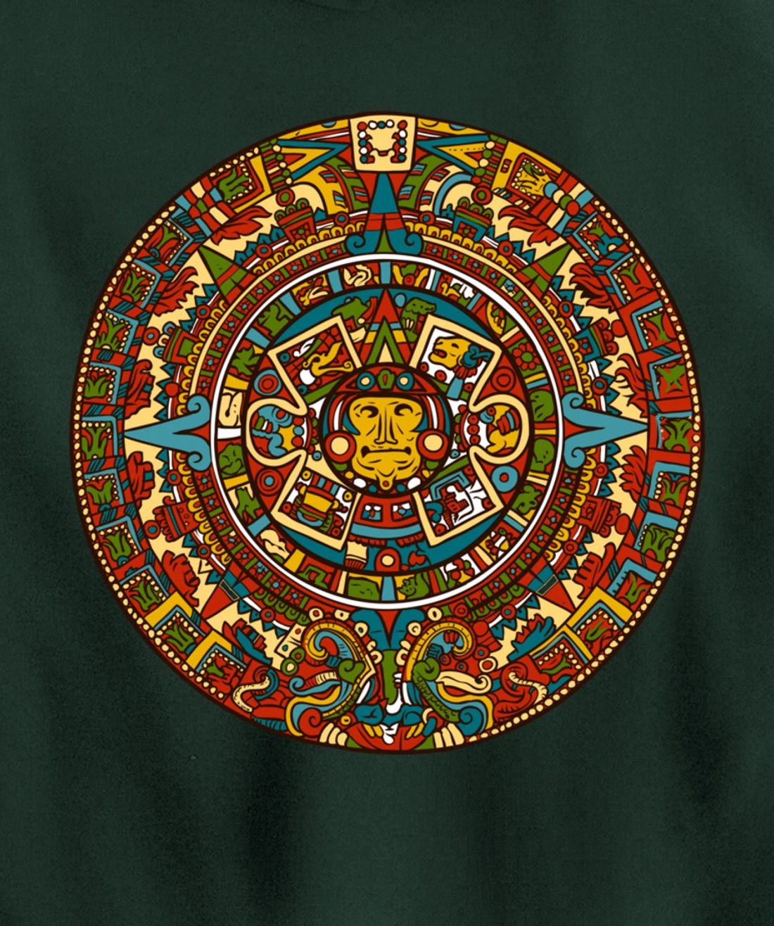 Aztec Mandala for Sun God Calendar Souvenir Mexico Aztec Pullover Hoodie