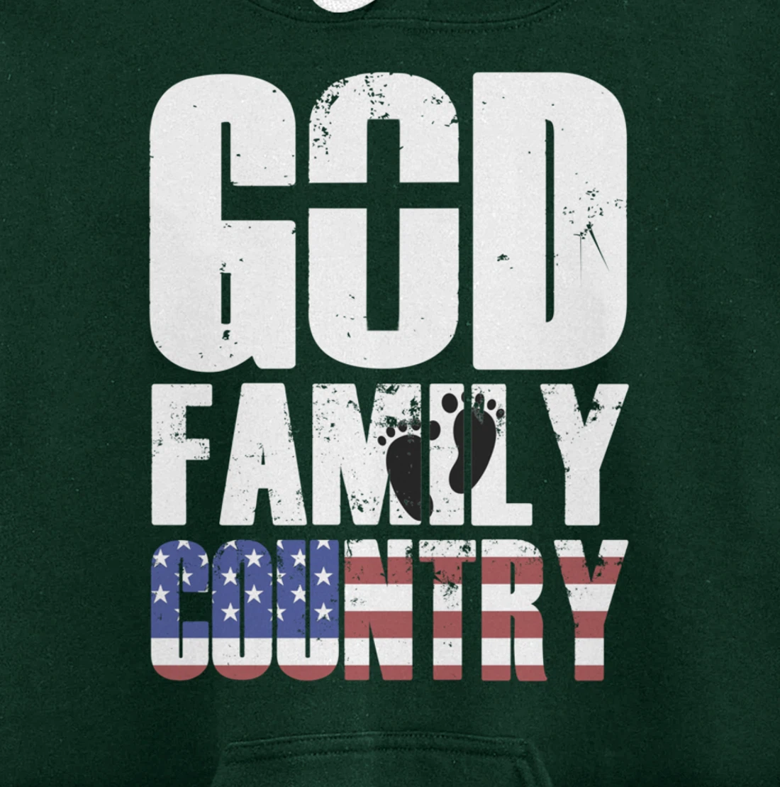 GOD FAMILY COUNTRY Christian Cross American Flag Baby Feet Pullover Hoodie