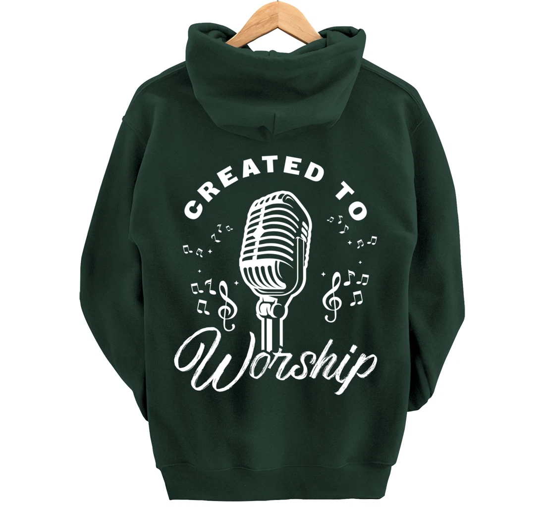 Created To Worship Gift Design For Christian God Fans Pullover Hoodie