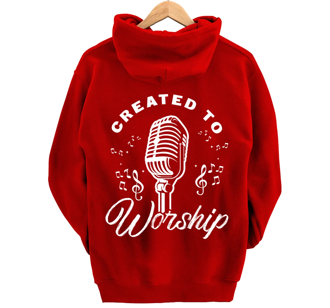 Created To Worship Gift Design For Christian God Fans Pullover Hoodie