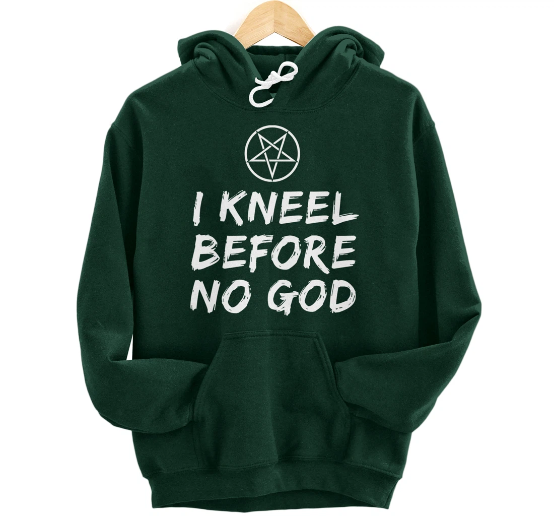 I Kneel Before No God Pentagram Goth Gothic Grunge Satanic Pullover Hoodie