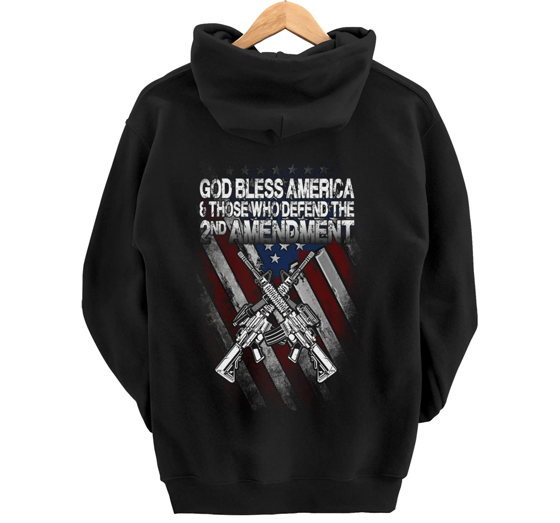 God Bless America Defend 2nd Amendment Guns Gift Pullover Hoodie