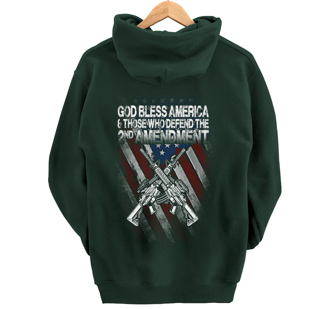 God Bless America Defend 2nd Amendment Guns Gift Pullover Hoodie