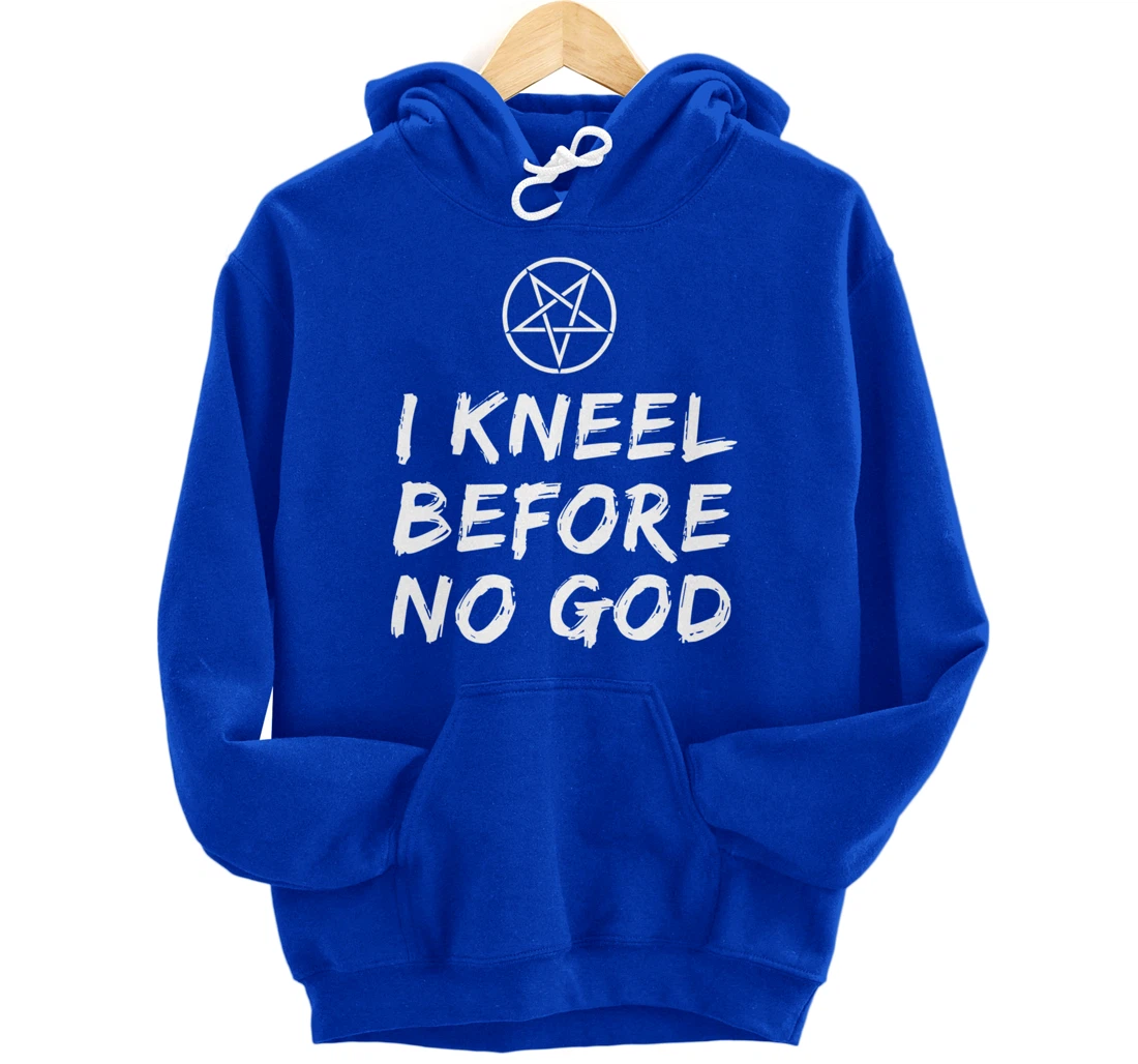 I Kneel Before No God Pentagram Goth Gothic Grunge Satanic Pullover Hoodie