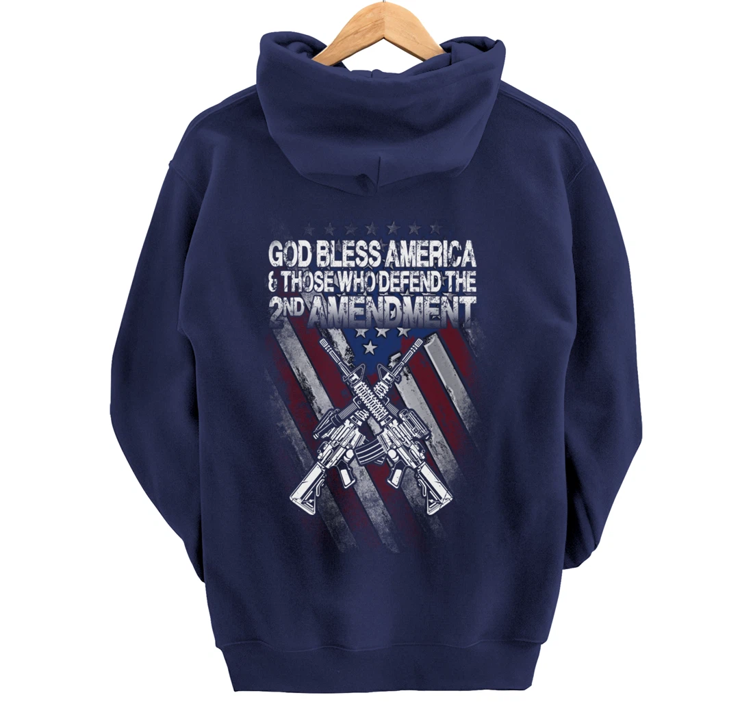 God Bless America Defend 2nd Amendment Guns Gift Pullover Hoodie