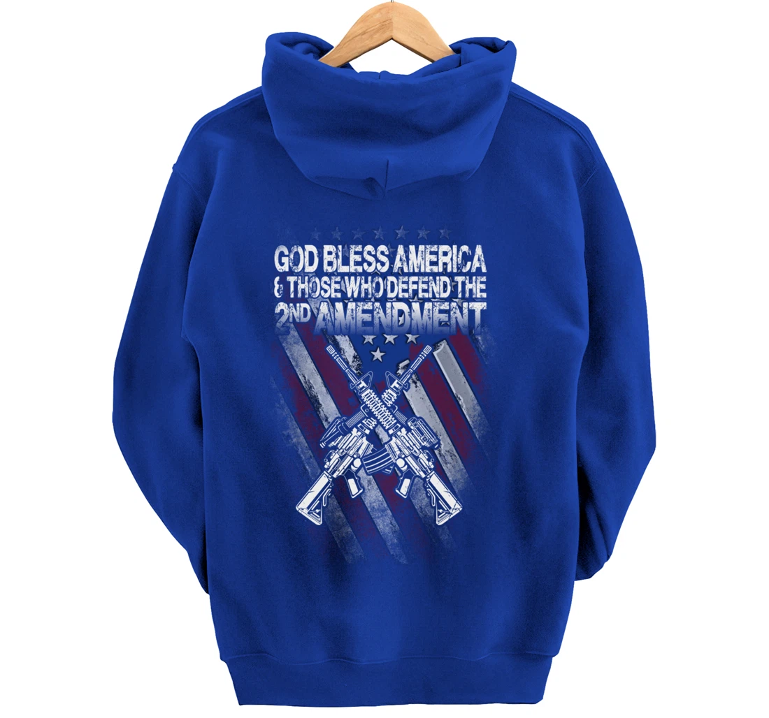 God Bless America Defend 2nd Amendment Guns Gift Pullover Hoodie