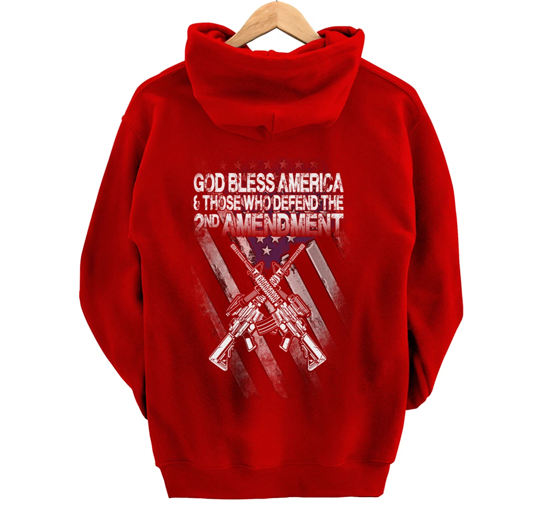 God Bless America Defend 2nd Amendment Guns Gift Pullover Hoodie