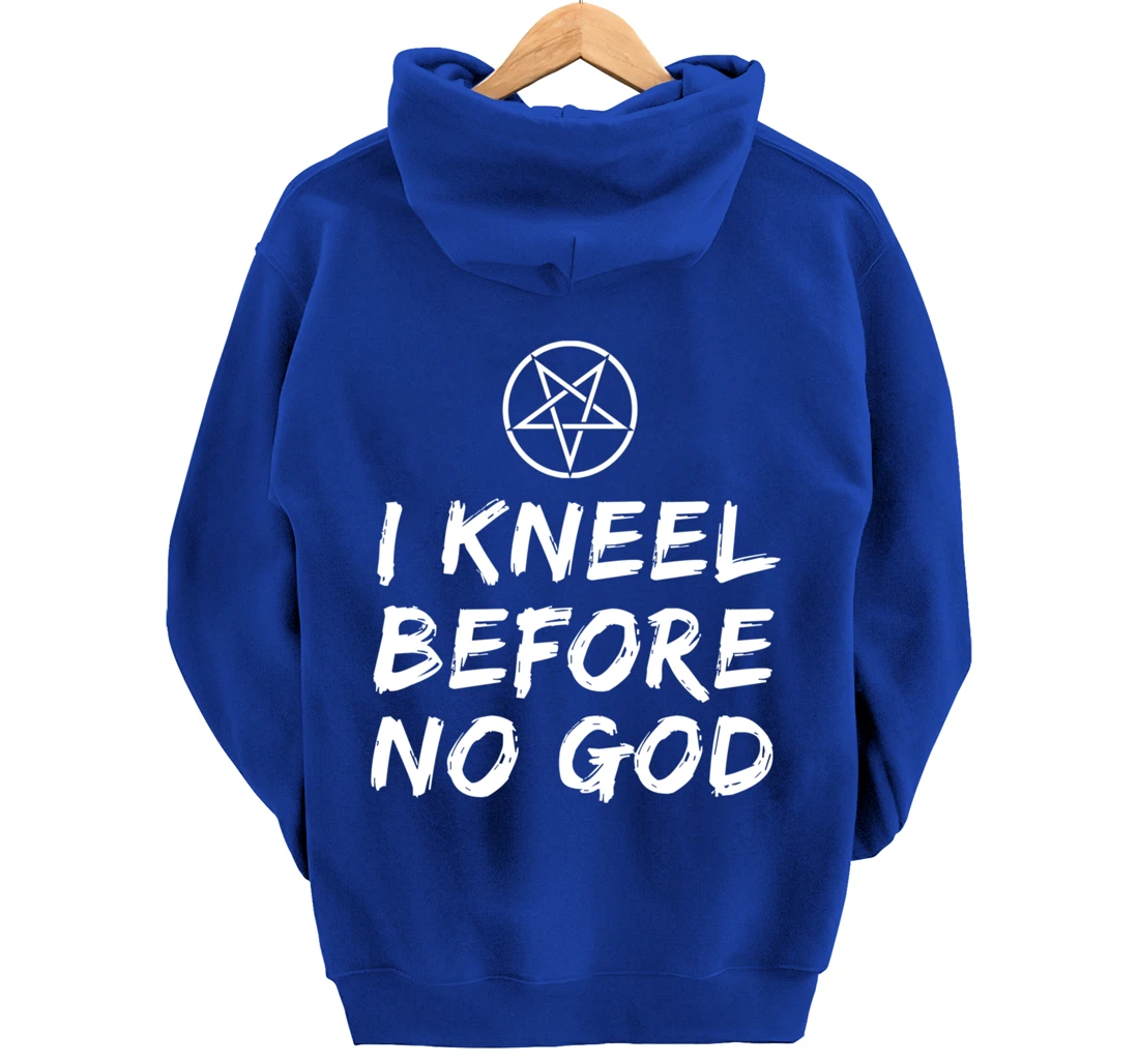 I Kneel Before No God Pentagram Goth Gothic Grunge Satanic Pullover Hoodie