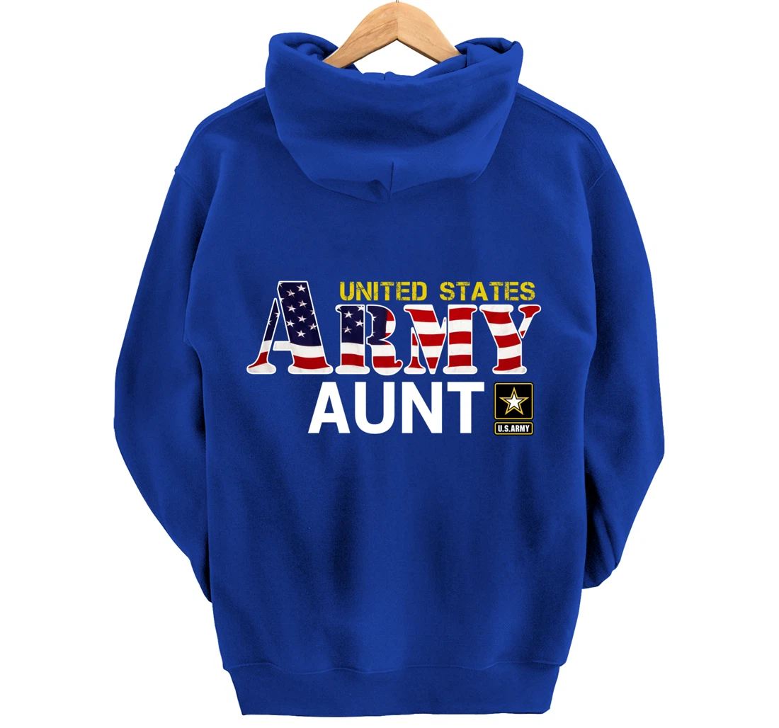United States Army Aunt With American Flag Gift Veteran Pullover Hoodie