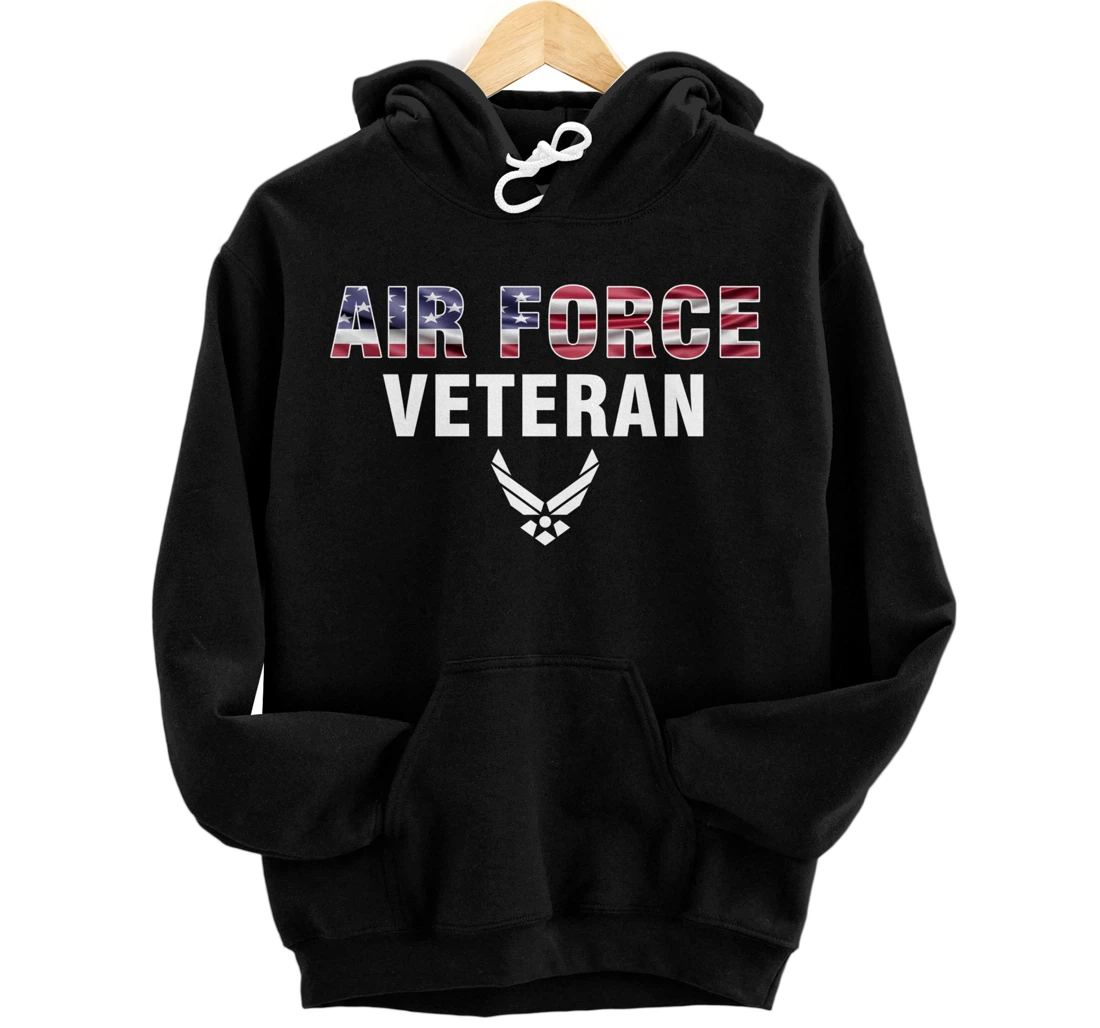 Air Force Veteran With American Flag For Veteran Day Gift Pullover Hoodie