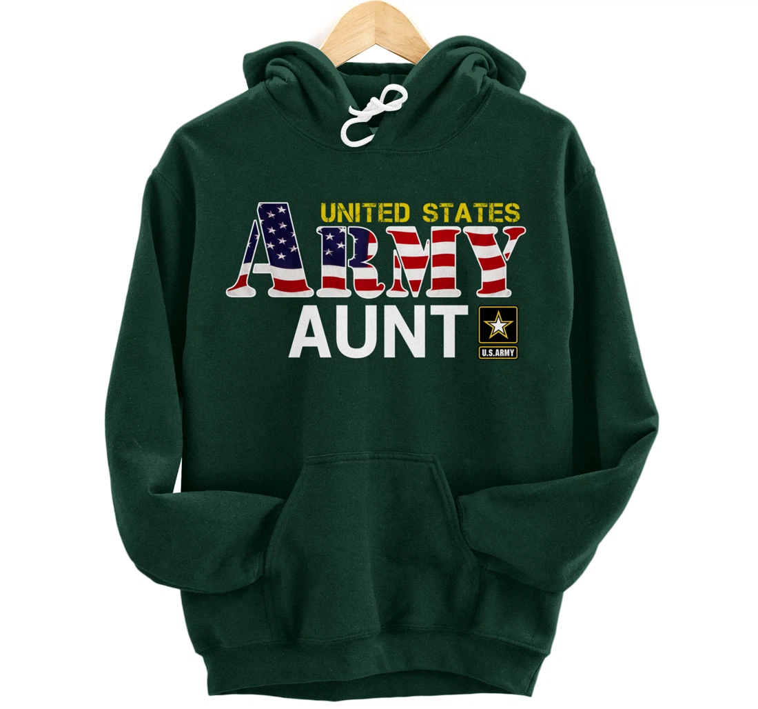 United States Army Aunt With American Flag Gift Veteran Pullover Hoodie