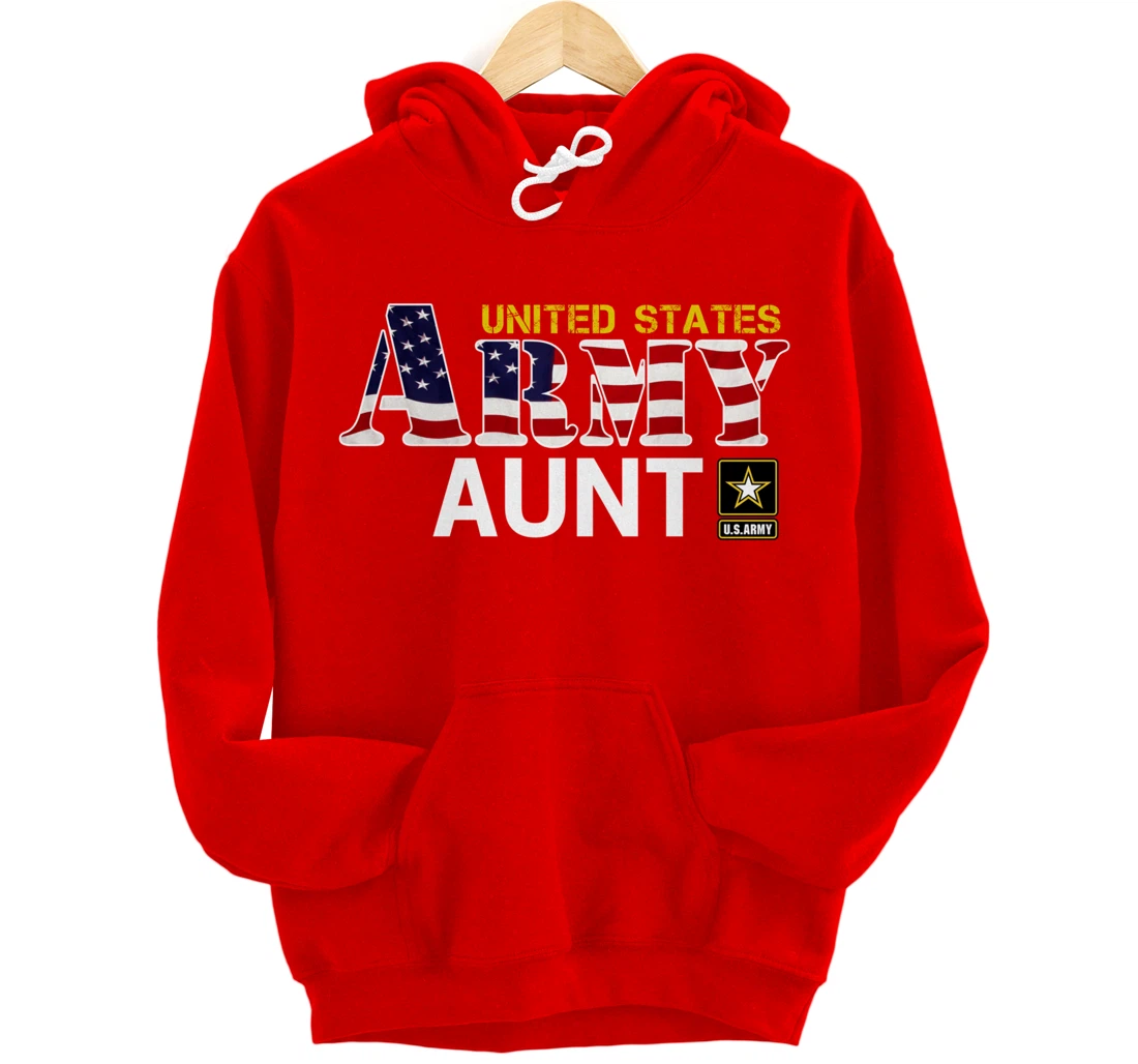 United States Army Aunt With American Flag Gift Veteran Pullover Hoodie