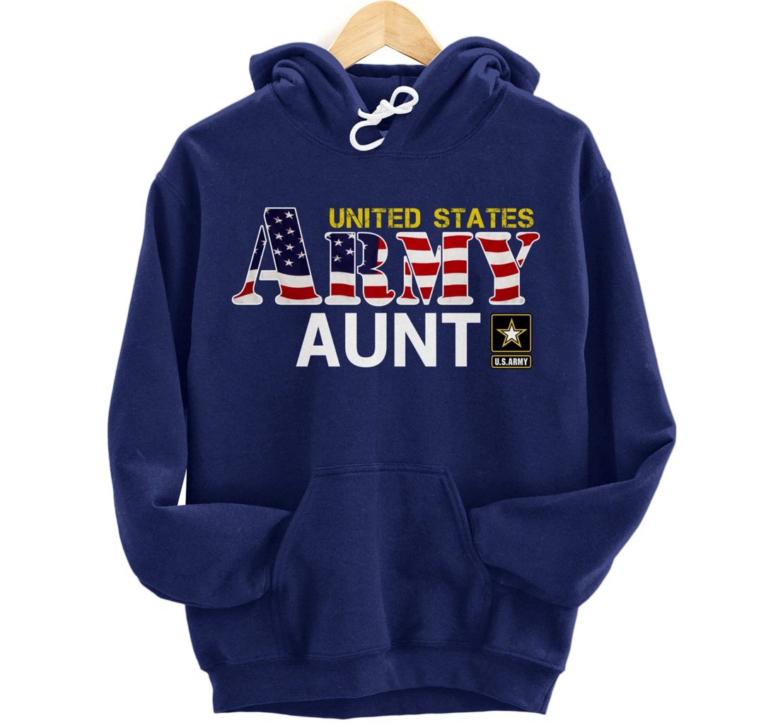 United States Army Aunt With American Flag Gift Veteran Pullover Hoodie
