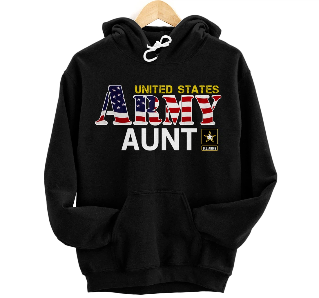 United States Army Aunt With American Flag Gift Veteran Pullover Hoodie