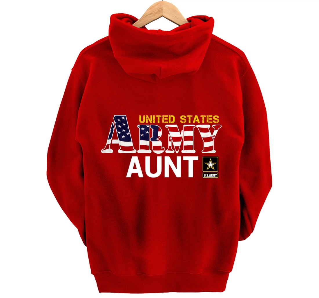 United States Army Aunt With American Flag Gift Veteran Pullover Hoodie