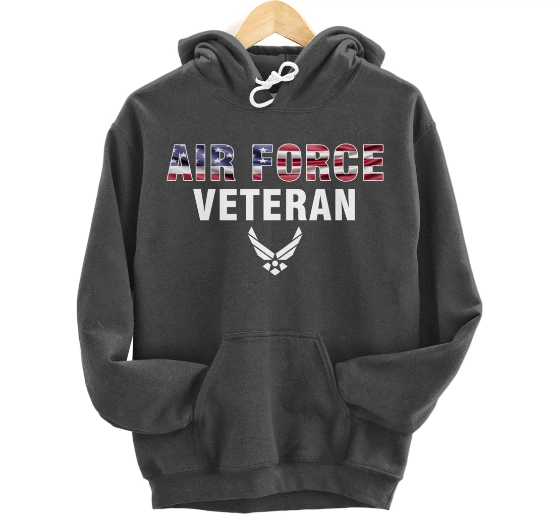 Air Force Veteran With American Flag For Veteran Day Gift Pullover Hoodie