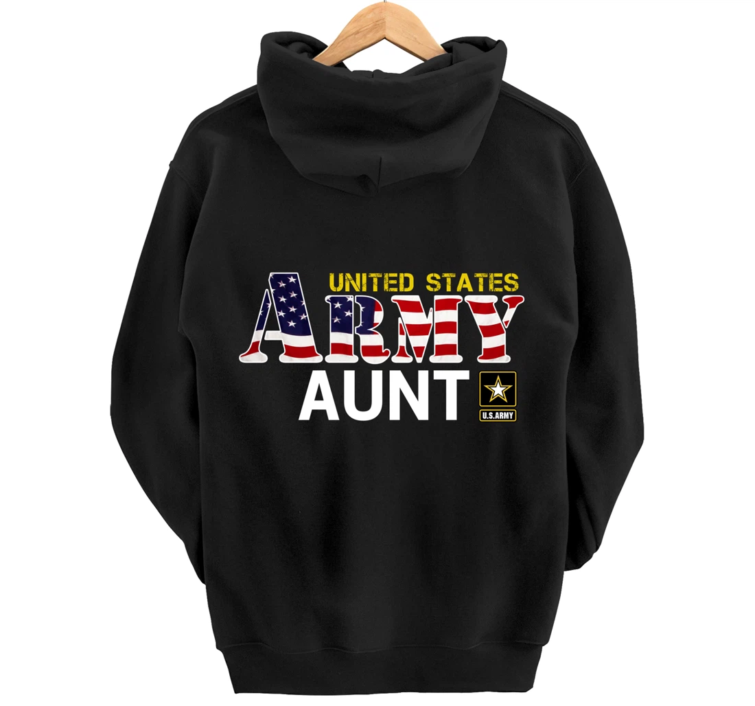United States Army Aunt With American Flag Gift Veteran Pullover Hoodie