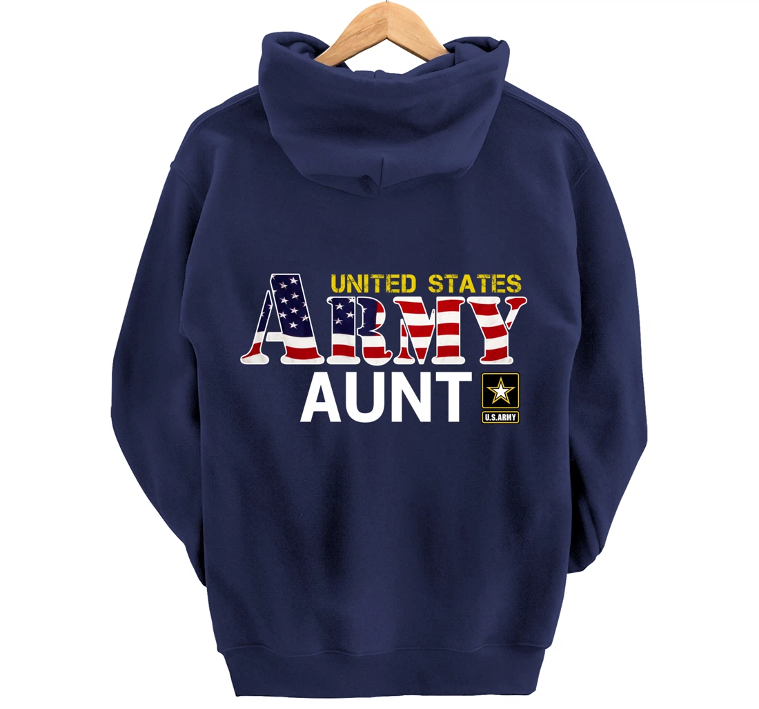 United States Army Aunt With American Flag Gift Veteran Pullover Hoodie