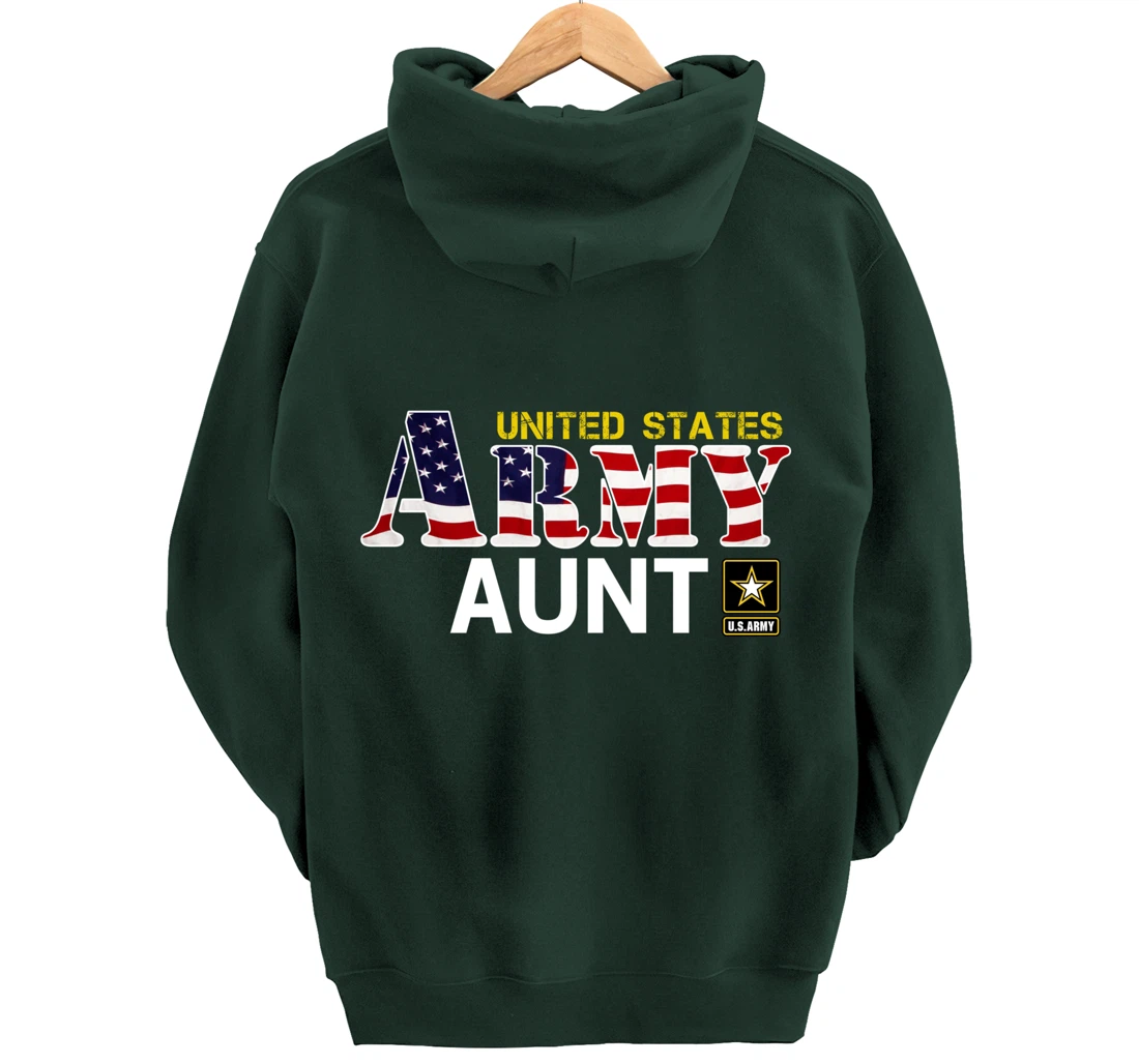 United States Army Aunt With American Flag Gift Veteran Pullover Hoodie