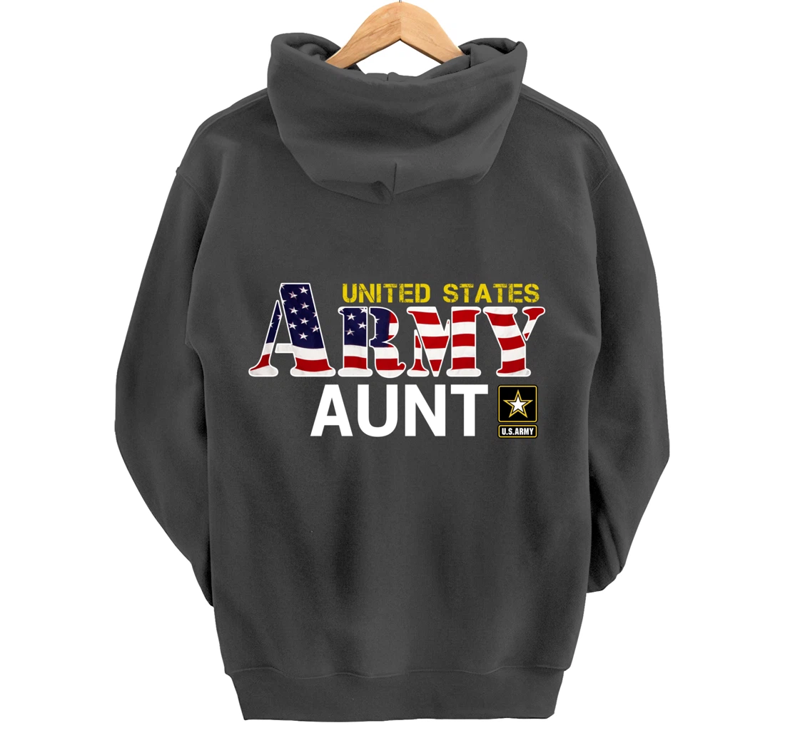 United States Army Aunt With American Flag Gift Veteran Pullover Hoodie