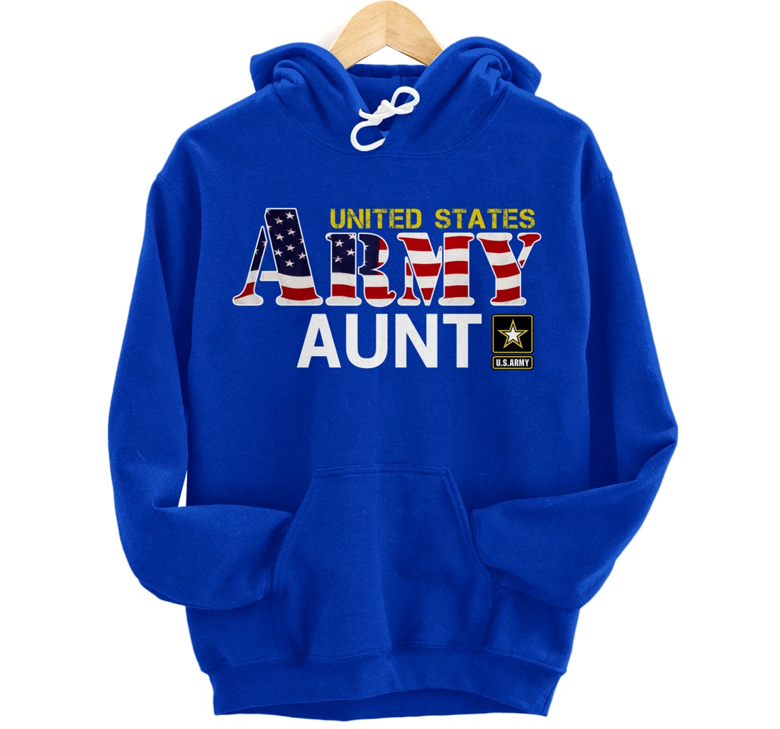 United States Army Aunt With American Flag Gift Veteran Pullover Hoodie