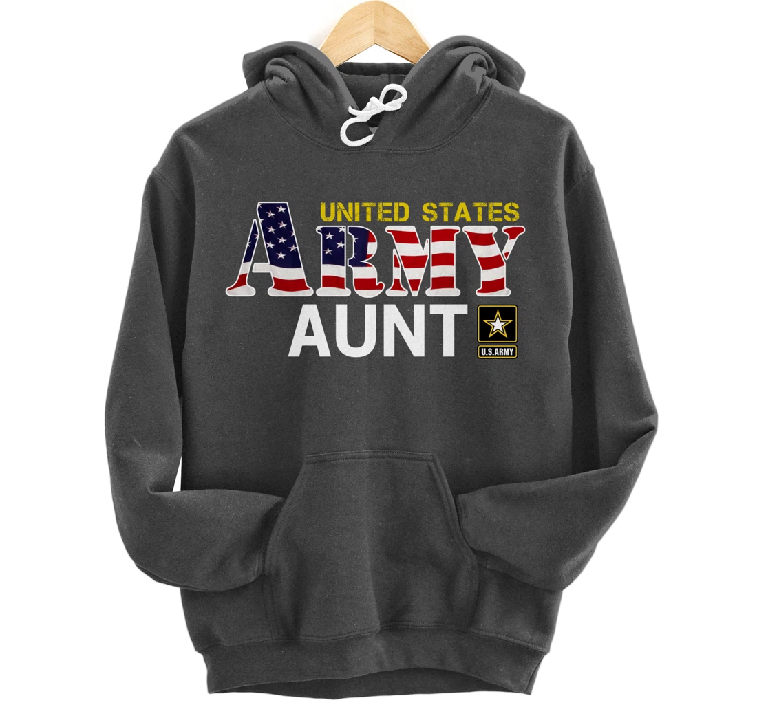 United States Army Aunt With American Flag Gift Veteran Pullover Hoodie