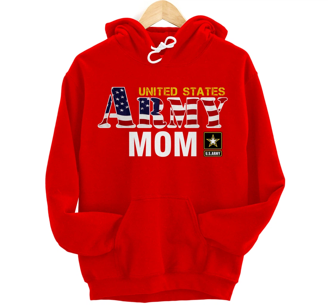 United States Army Mom With American Flag Gift Veteran Pullover Hoodie