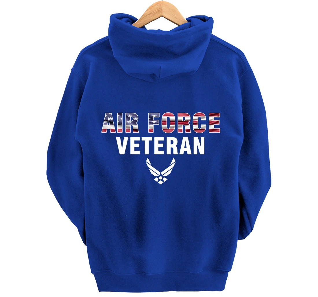 Air Force Veteran With American Flag For Veteran Day Gift Pullover Hoodie