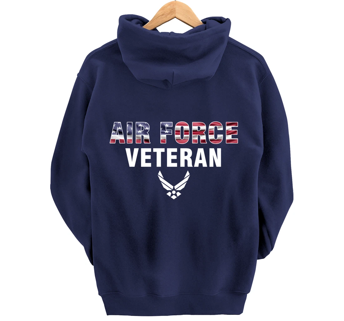 Air Force Veteran With American Flag For Veteran Day Gift Pullover Hoodie