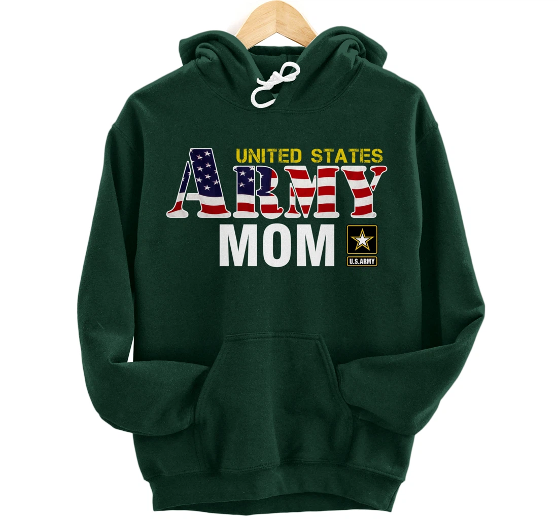 United States Army Mom With American Flag Gift Veteran Pullover Hoodie