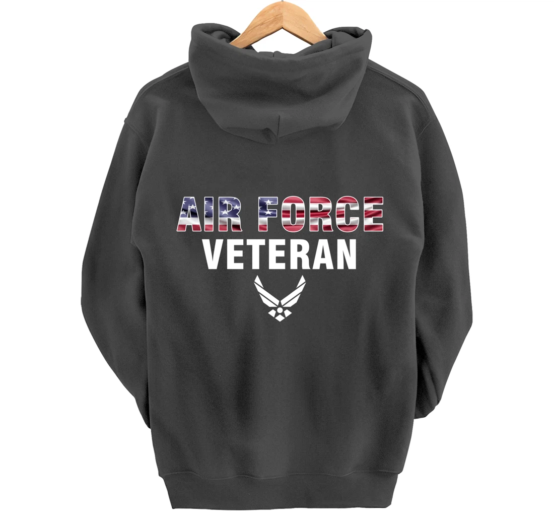 Air Force Veteran With American Flag For Veteran Day Gift Pullover Hoodie