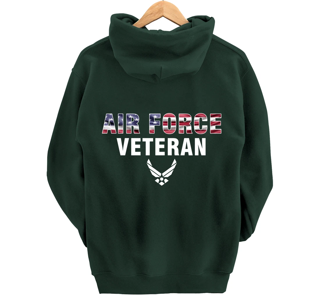 Air Force Veteran With American Flag For Veteran Day Gift Pullover Hoodie