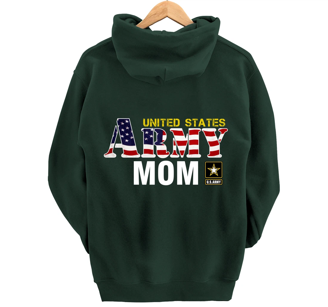 United States Army Mom With American Flag Gift Veteran Pullover Hoodie