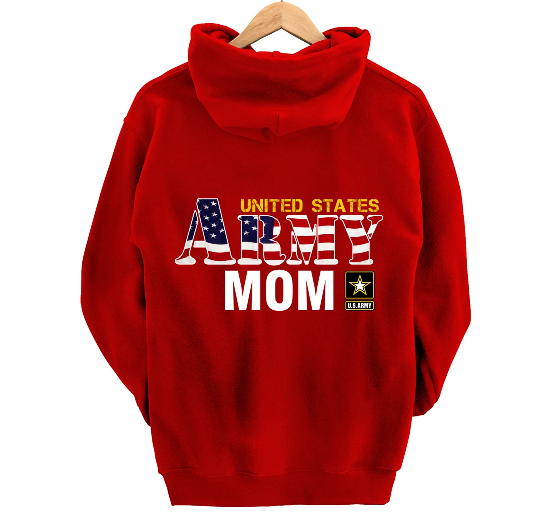 United States Army Mom With American Flag Gift Veteran Pullover Hoodie