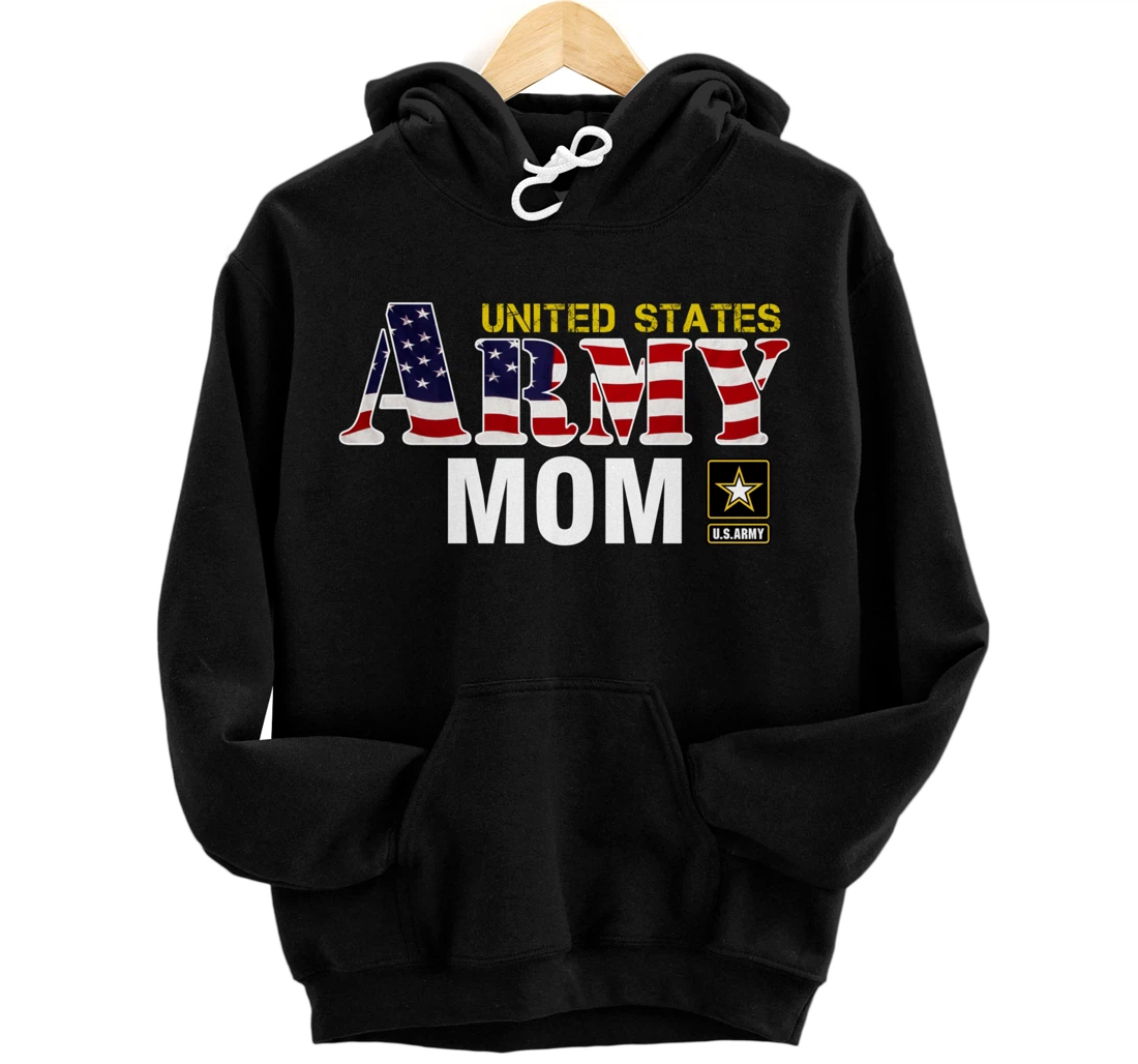 United States Army Mom With American Flag Gift Veteran Pullover Hoodie