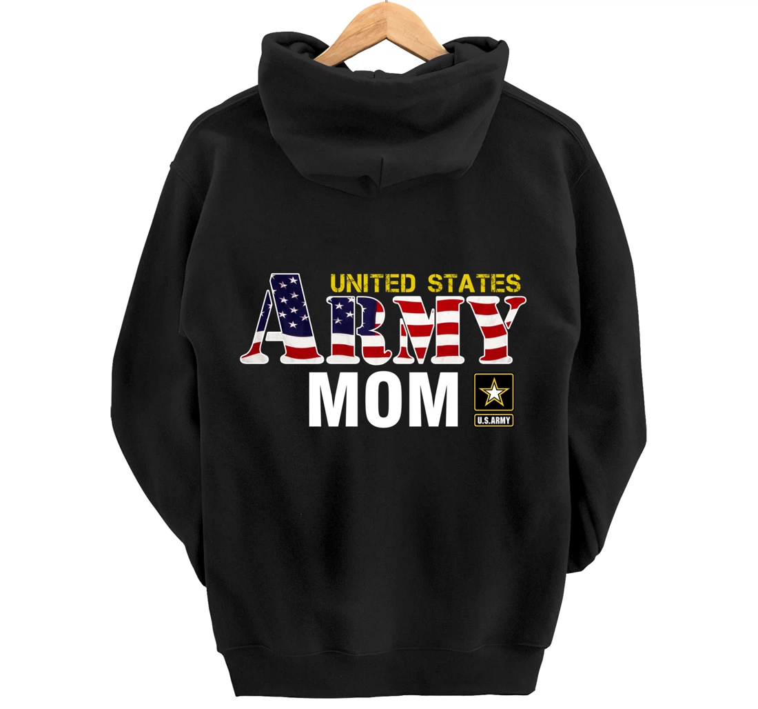 United States Army Mom With American Flag Gift Veteran Pullover Hoodie