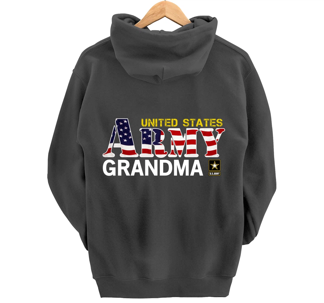 United States Army Grandma With American Flag Gift Veteran Pullover Hoodie