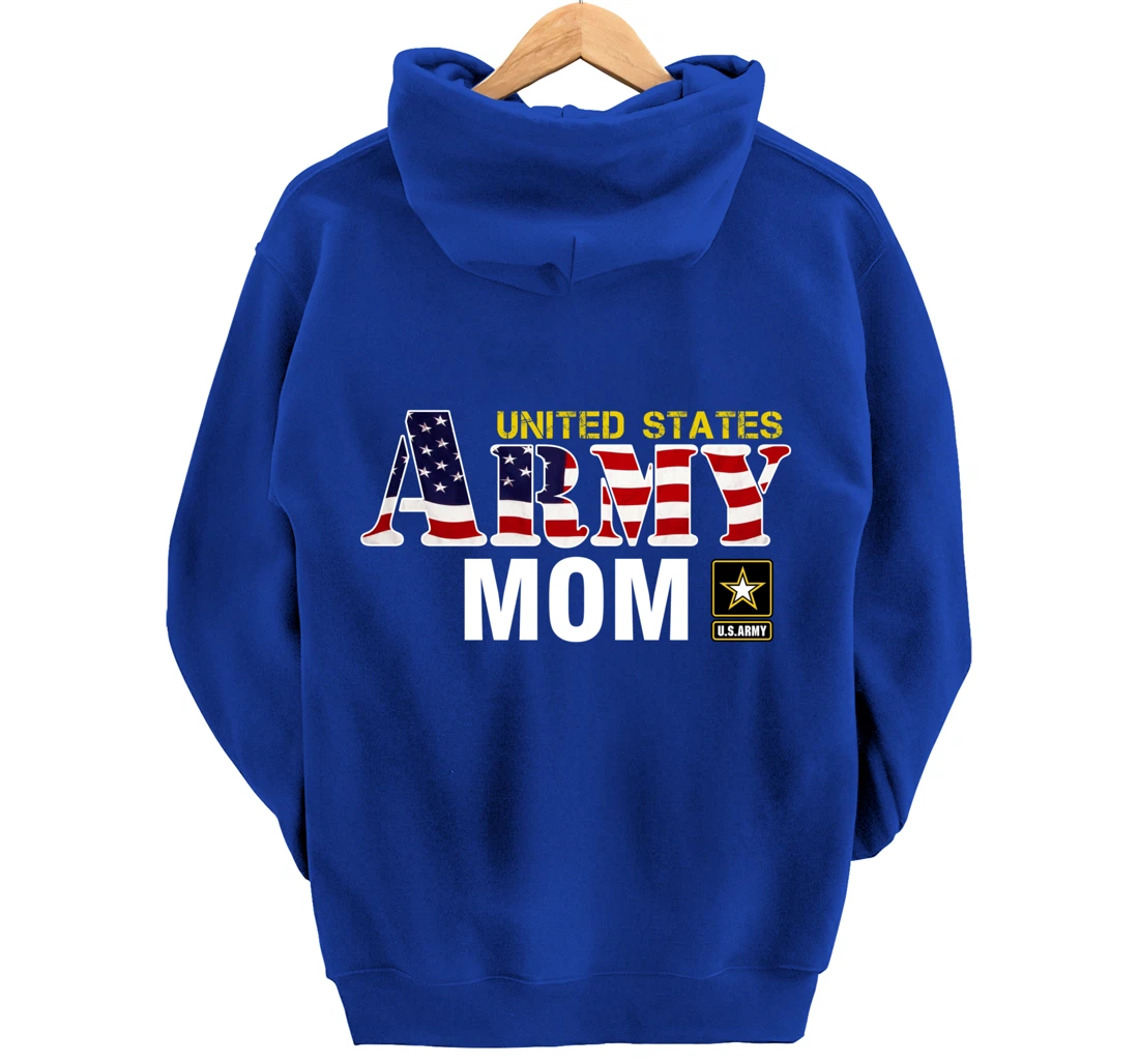 United States Army Mom With American Flag Gift Veteran Pullover Hoodie