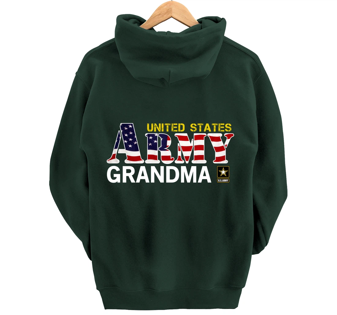 United States Army Grandma With American Flag Gift Veteran Pullover Hoodie