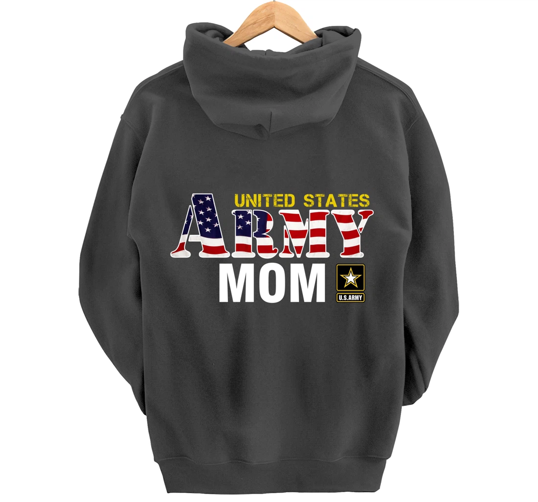 United States Army Mom With American Flag Gift Veteran Pullover Hoodie