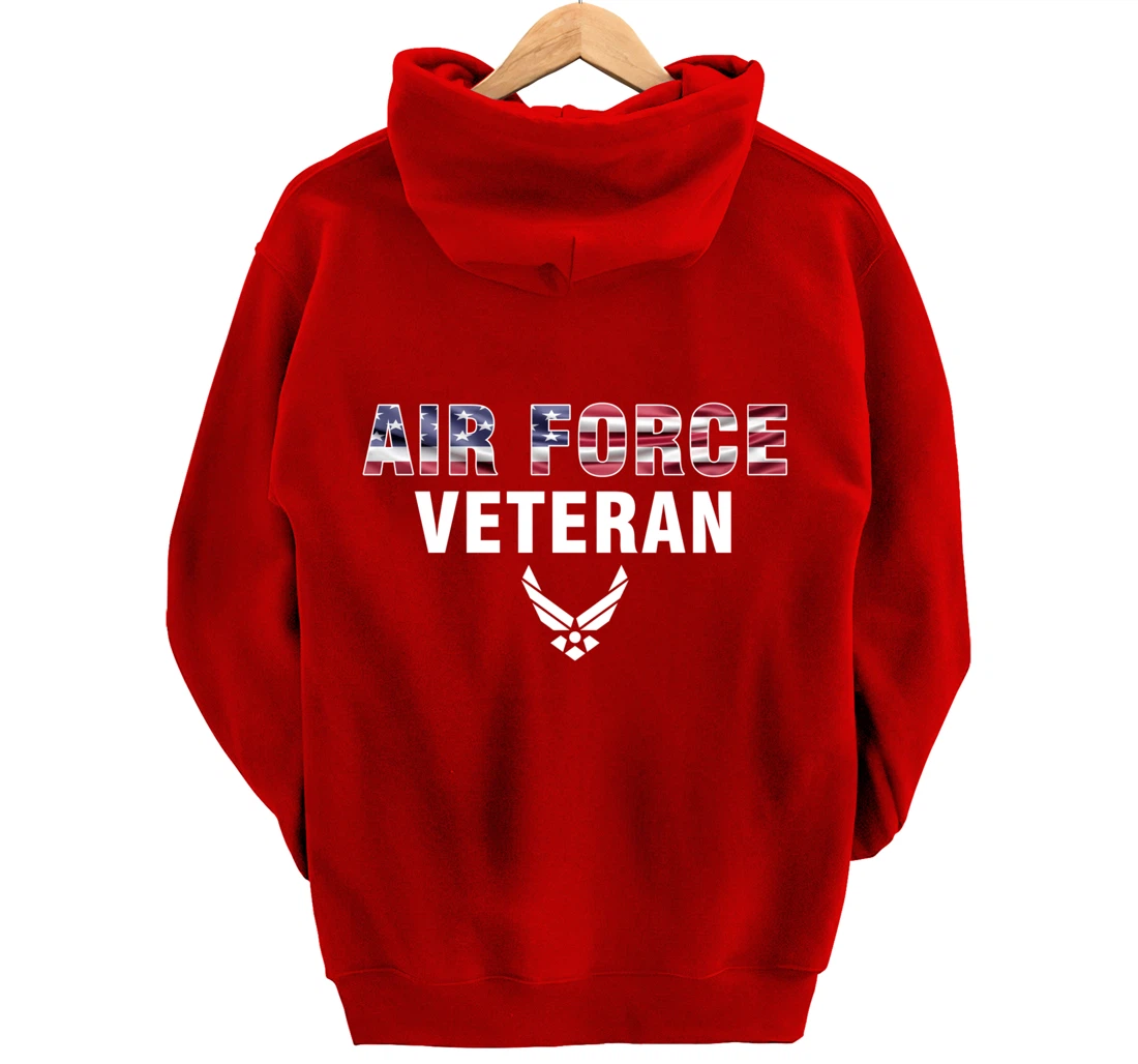 Air Force Veteran With American Flag For Veteran Day Gift Pullover Hoodie