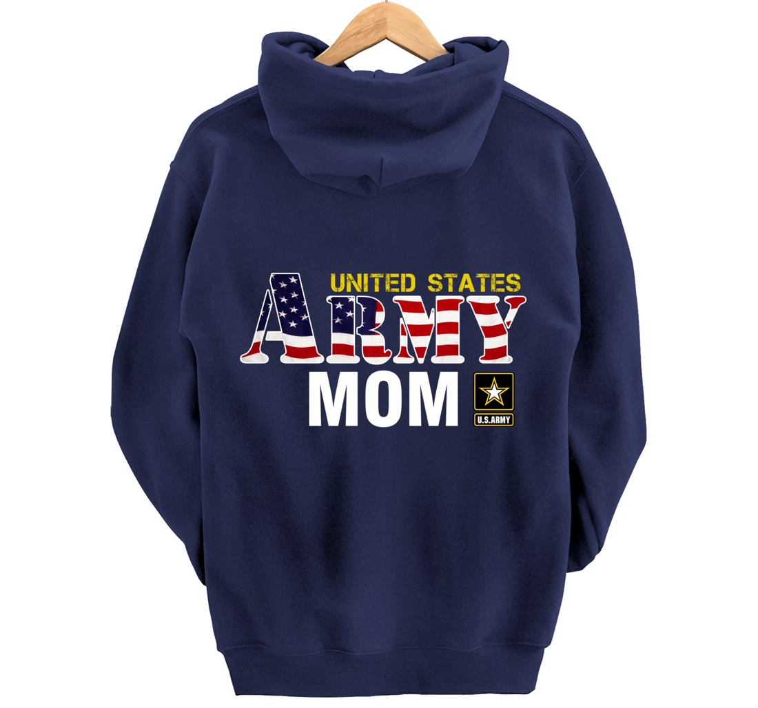 United States Army Mom With American Flag Gift Veteran Pullover Hoodie