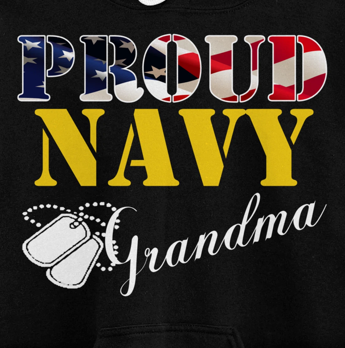 Vintage Proud Navy Grandma With American Flag Gift Veteran Pullover Hoodie