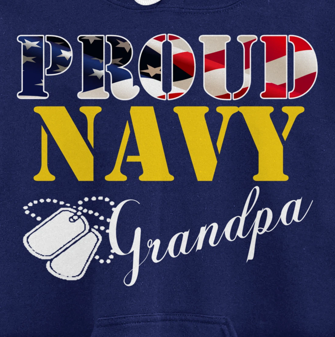 Vintage Proud Navy Grandpa With American Flag Gift Veteran Pullover Hoodie
