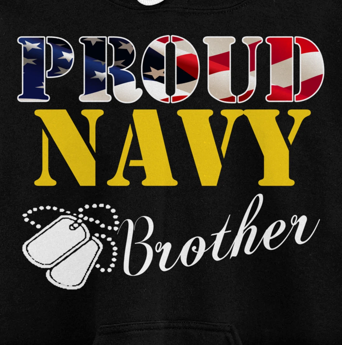 Vintage Proud Navy Brother With American Flag Gift Veteran Pullover Hoodie