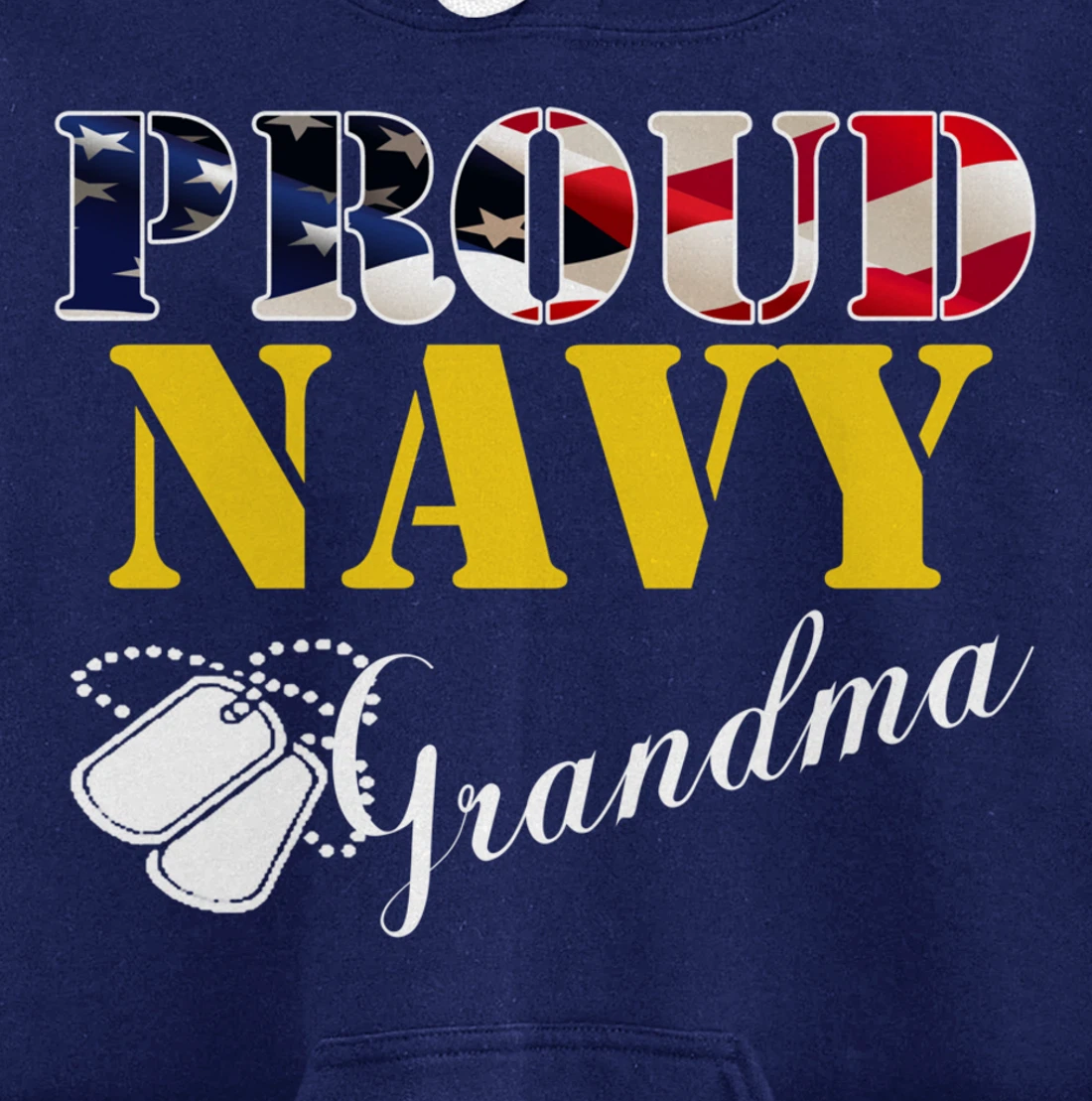 Vintage Proud Navy Grandma With American Flag Gift Veteran Pullover Hoodie