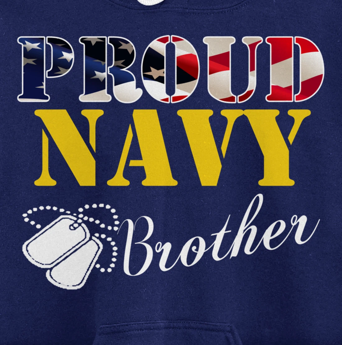 Vintage Proud Navy Brother With American Flag Gift Veteran Pullover Hoodie